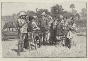 Esquisses birmanes, une conversation amicale avec les villageois de Yaw - William Barnes Wollen
